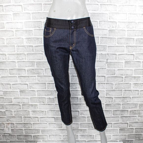 Comme de Garcons Junya Watanabe Crop Jeans Indigo satin pleated waist 36w - Picture 2 of 9